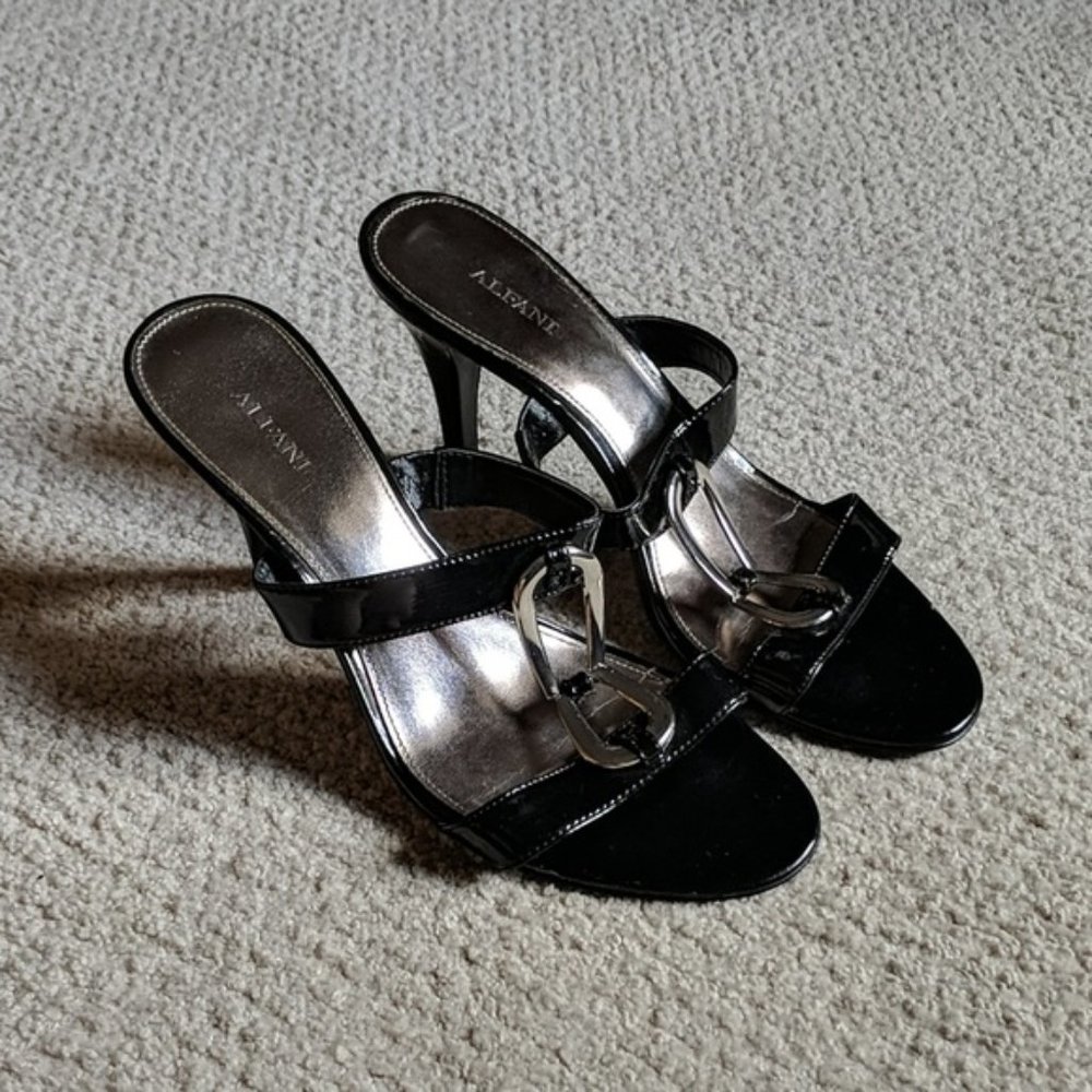 Alfani Black Silver Buckle Dress Sandals